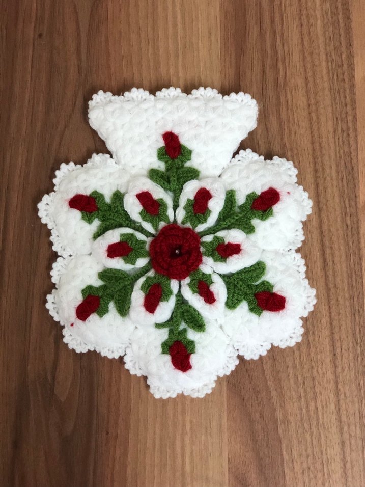 Beyaz Kırmızı Gül Motifli  lif seti - Görsel 2