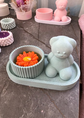 Diğer 3lü Ayıcık Dekoratif Mumluk
