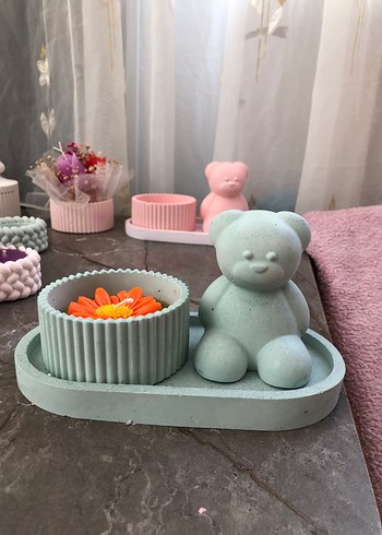 3lü Ayıcık Dekoratif Mumluk