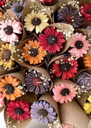 Diğer 10 adet Pembe Pastel Papatya Şeklinde Mum toplu sipariş