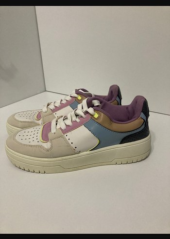 Renkli Bağcıklı Sneakers Kadın Spor Ayakkabı - Görsel 2