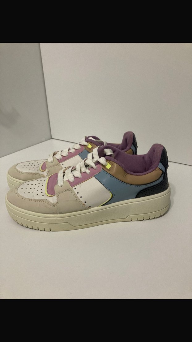 Renkli Bağcıklı Sneakers Kadın Spor Ayakkabı - Görsel 2