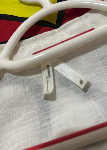 Düğmeli Beyaz Keten Kadın Gömlek - Görsel 3