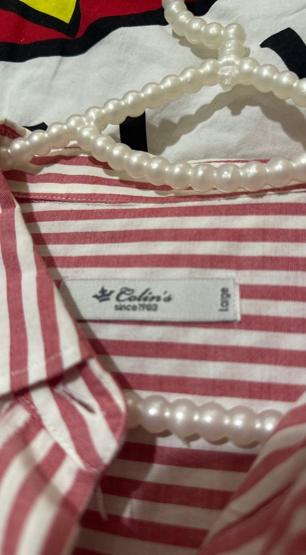 uzun kollu pembe çizgili kadın gömlek - Görsel 3