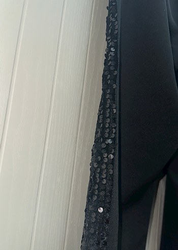 Siyah yandan paletli beden lastikli pantolon - Görsel 5