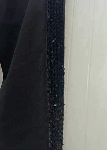 Siyah yandan paletli beden lastikli pantolon - Görsel 4