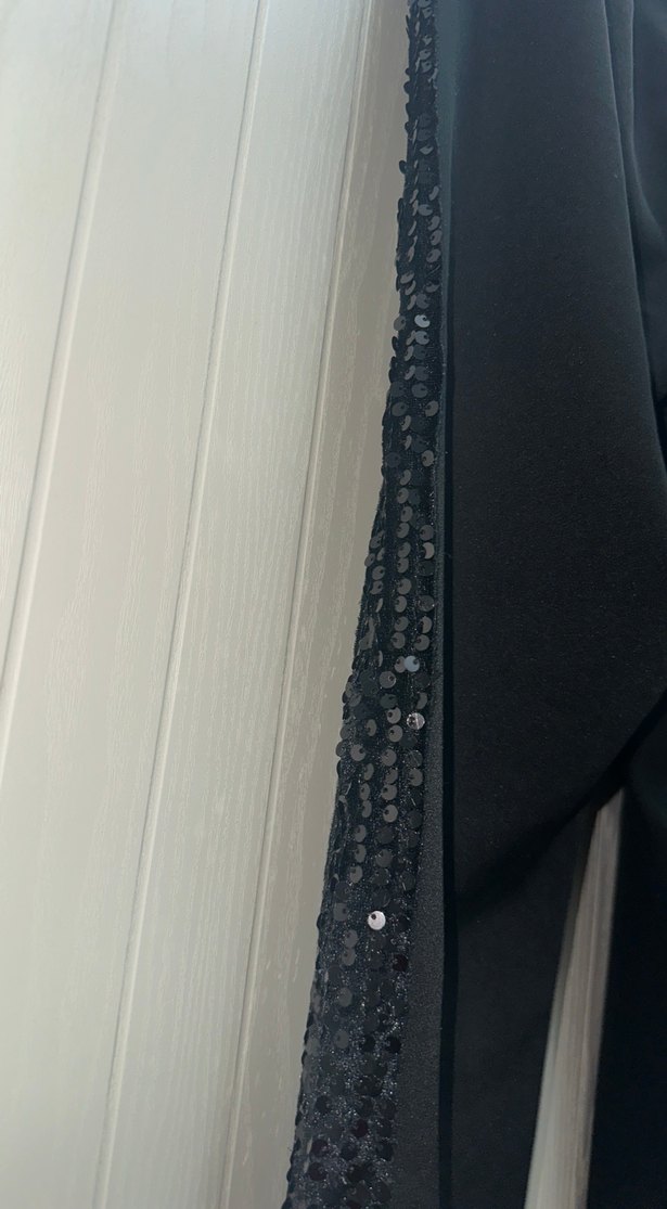 Siyah yandan paletli beden lastikli pantolon - Görsel 5