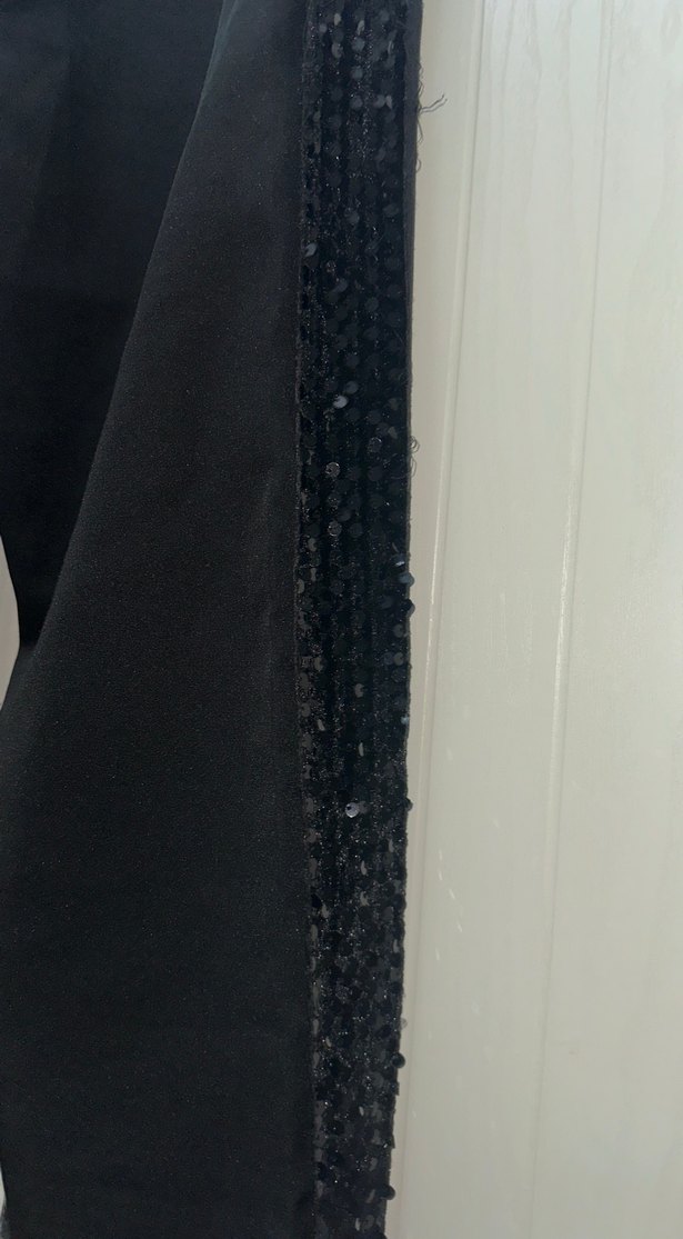 Siyah yandan paletli beden lastikli pantolon - Görsel 4