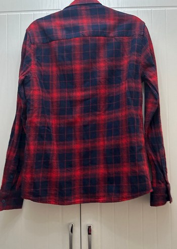 Erkek uzun kollu kırmızı kareli gömlek - Görsel 2