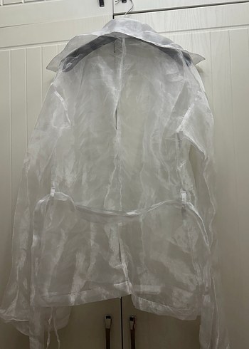 Şeffaf keten halter yaka kadın gömlek - Görsel 2