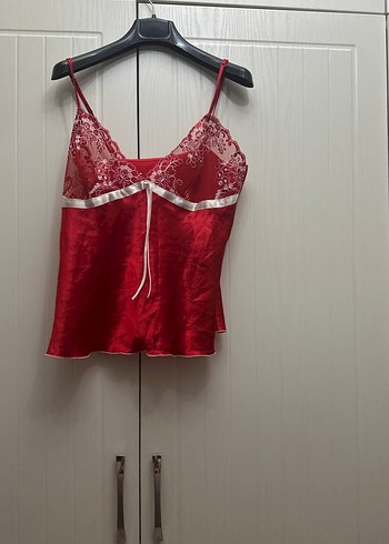 Nakışlı Kırmızı Uzun Kadın Pijama Takımı - Görsel 2