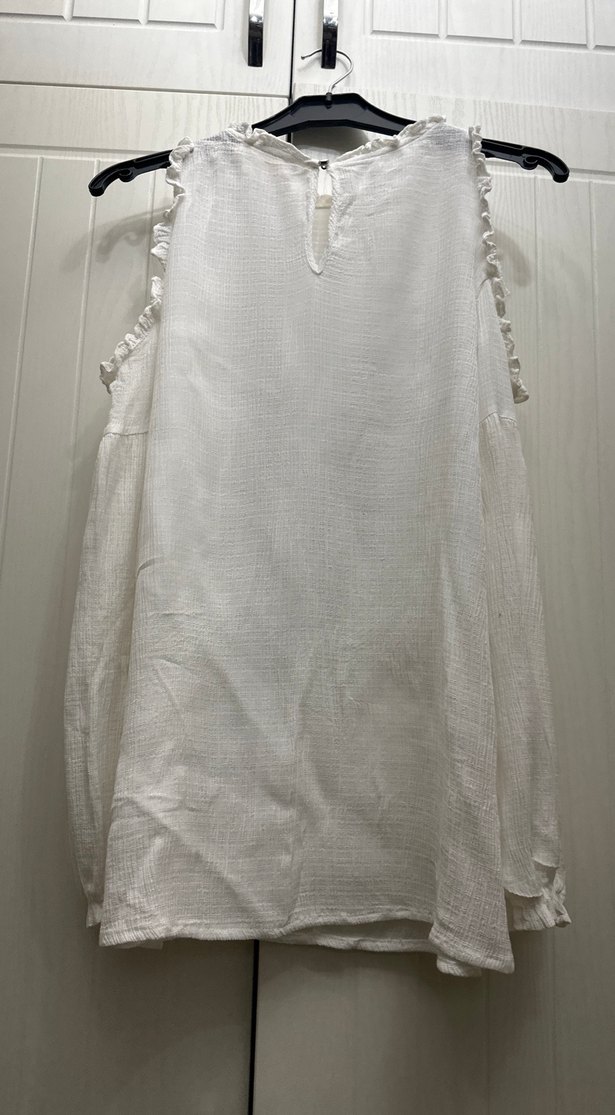 Omuzları açık uzun kollu yakası fırfırlı çok - Görsel 3