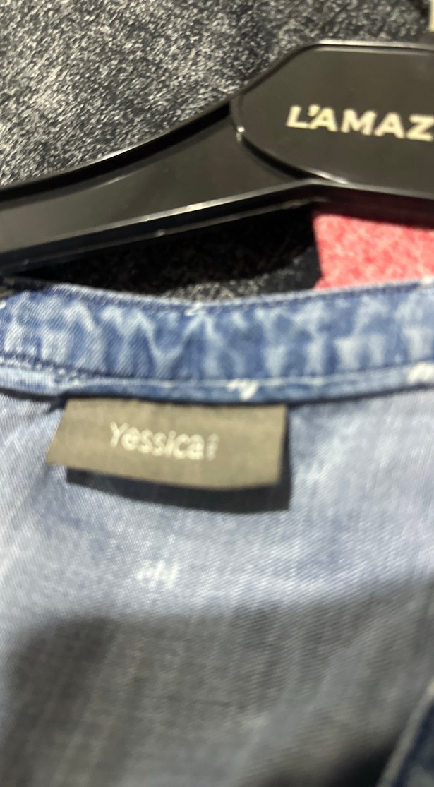 Düğmeli V Yaka Kadın Kot Gömlek - Görsel 3