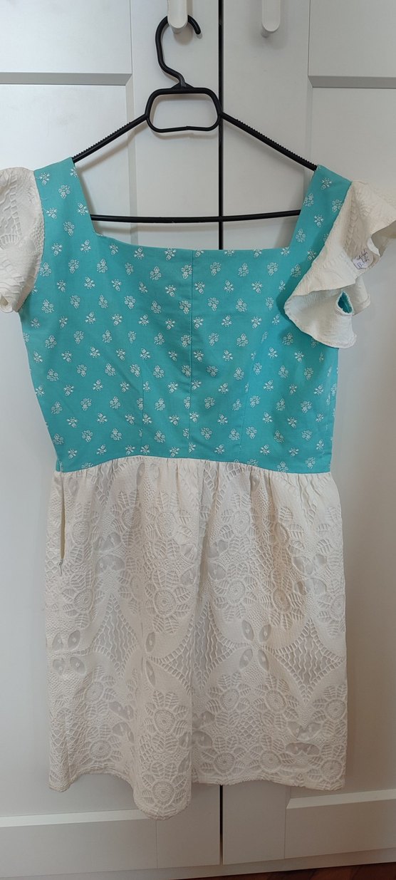 Turkuaz beyaz mini elbise - Görsel 2