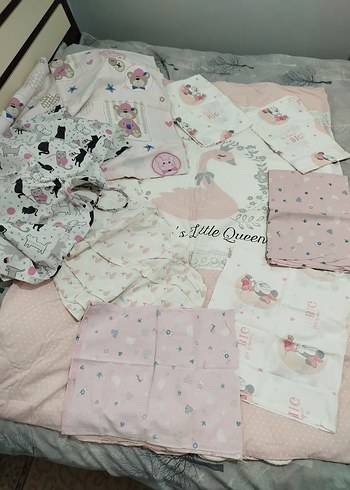 Pamuk Çocuk Uyku Seti, Baskılı, Pembe Tonlar - Görsel 2