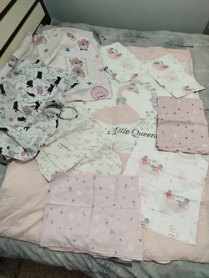 Pamuk Çocuk Uyku Seti, Baskılı, Pembe Tonlar - Görsel 2