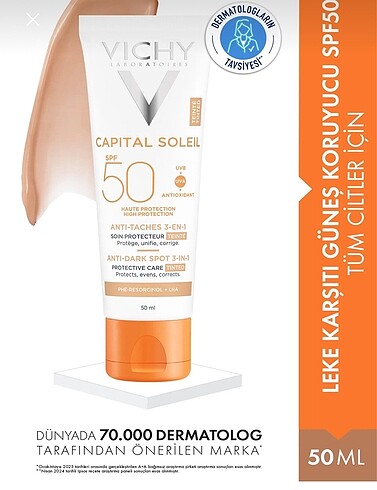 VICHY 50 spf güneş kremi