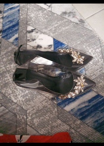 Diğer Siyah Taşlı Stiletto Kadın Abiye Ayakkabı