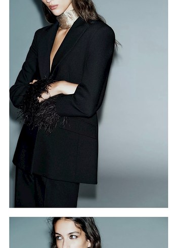 Zara tüylü blazer ceket - Görsel 3