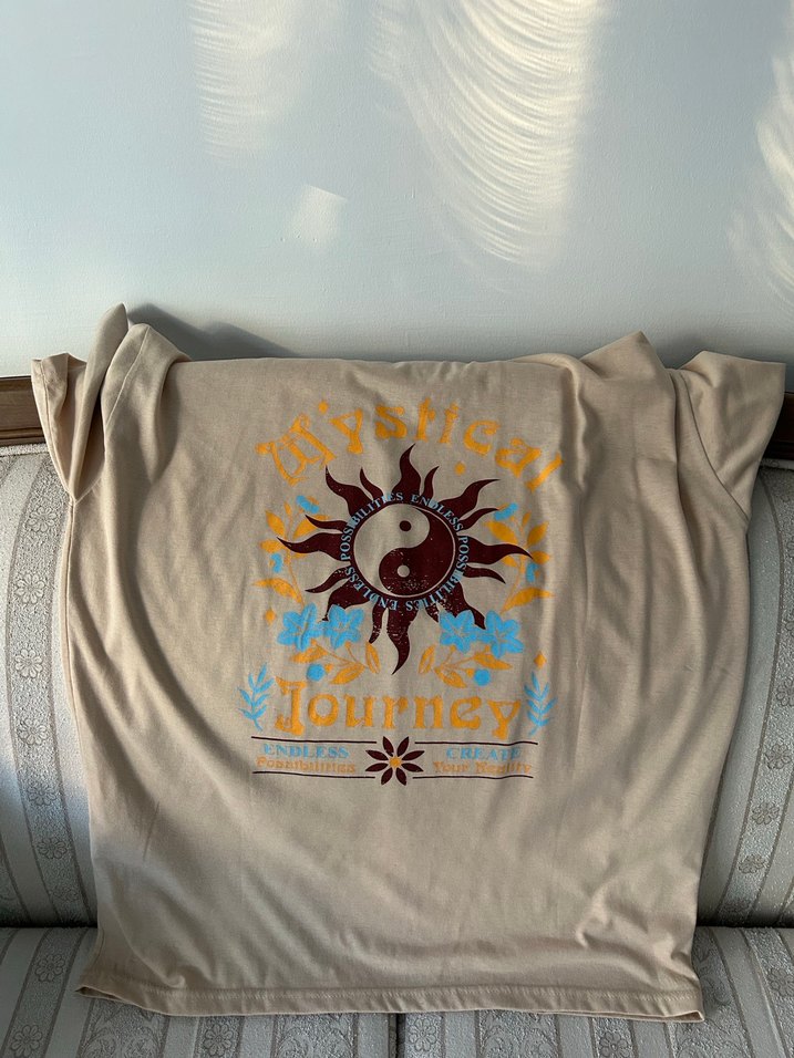 Bej Baskılı Kısa Kollu Erkek Tişört - Görsel 3