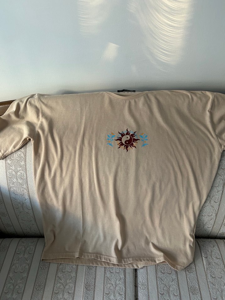 Bej Baskılı Kısa Kollu Erkek Tişört - Görsel 2