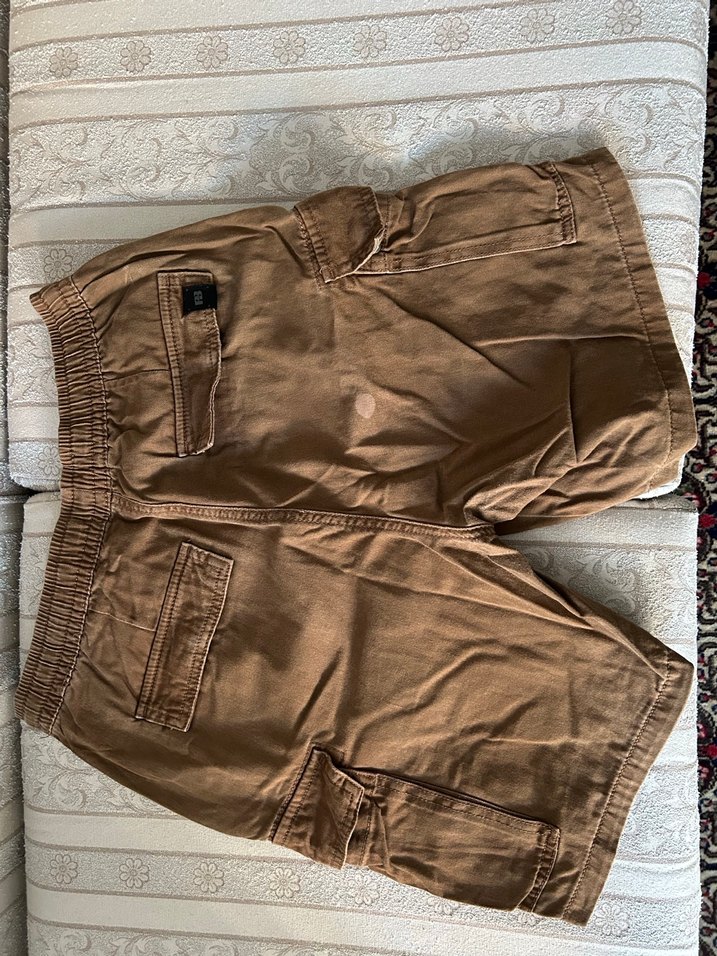 Pull&Bear Erkek Kahverengi Keten Kemerli Midi Şort - Görsel 2