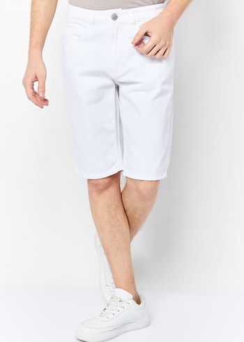 Defacto Beyaz Keten Midi Erkek Şort - Görsel 2