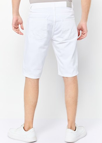 Defacto Beyaz Keten Midi Erkek Şort - Görsel 4