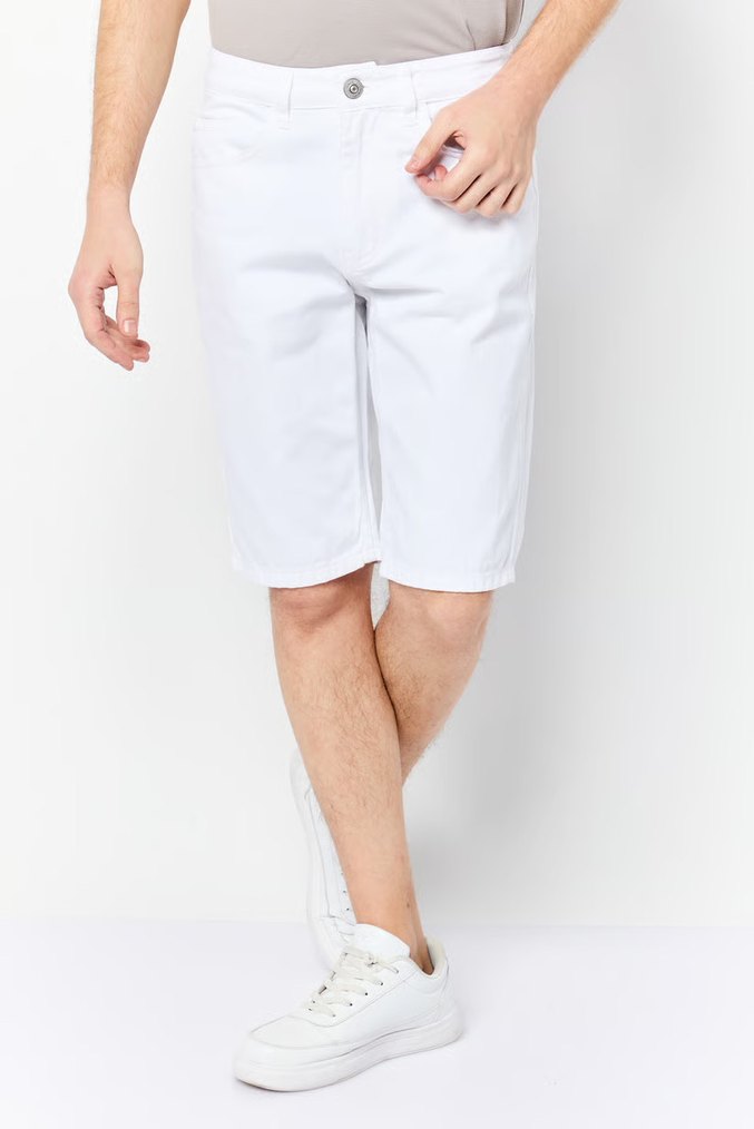 Defacto Beyaz Keten Midi Erkek Şort - Görsel 2