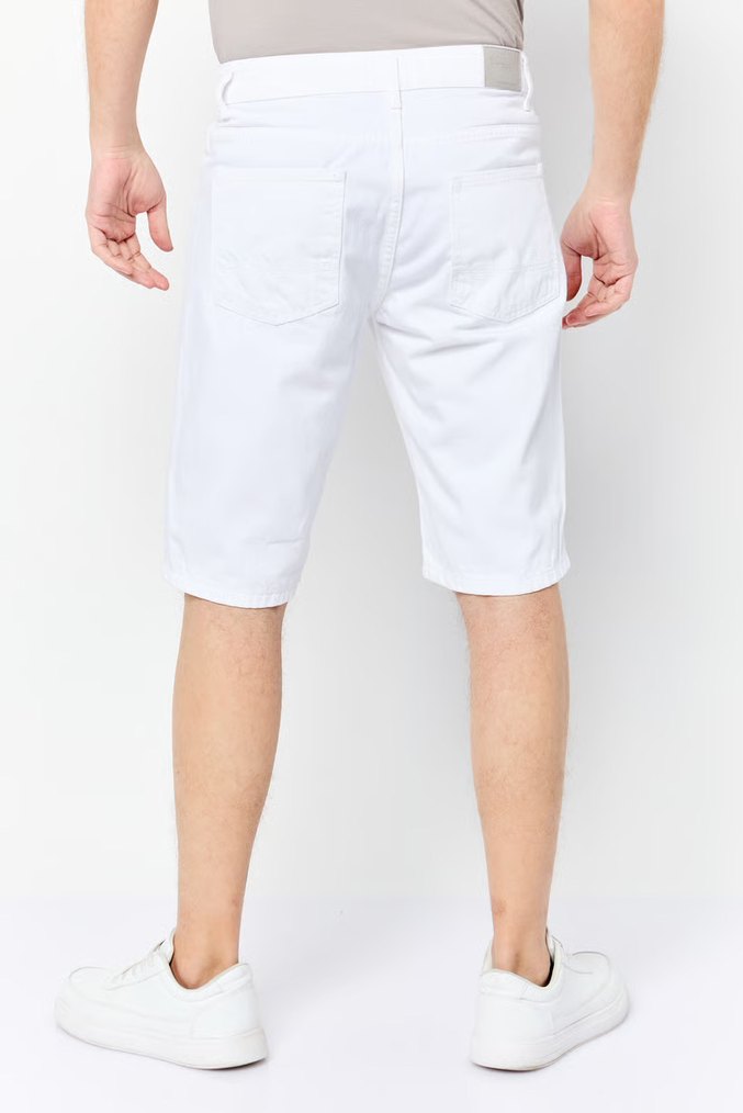 Defacto Beyaz Keten Midi Erkek Şort - Görsel 4