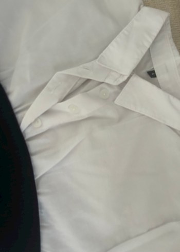 l Beden Düğmeli Beyaz Pamuklu Gömlek
