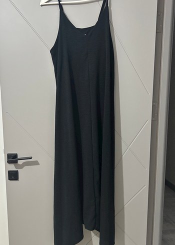 Diğer V Yaka Kolsuz Siyah Midi elbise
