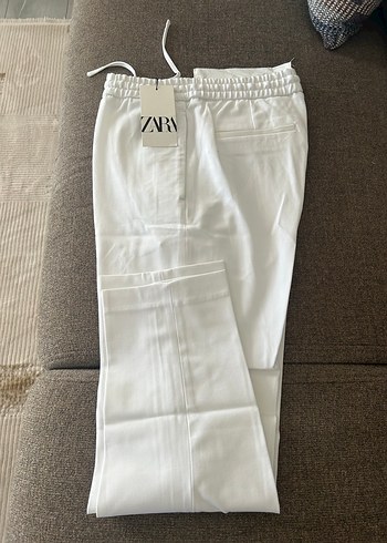 Zara Beyaz Keten Pantolon