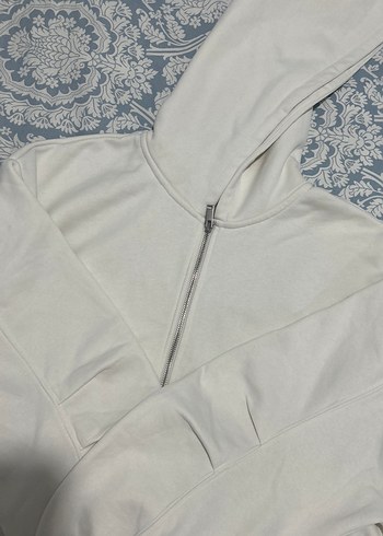 Kadın Beyaz Kapüşonlu Sweatshirt - Görsel 3