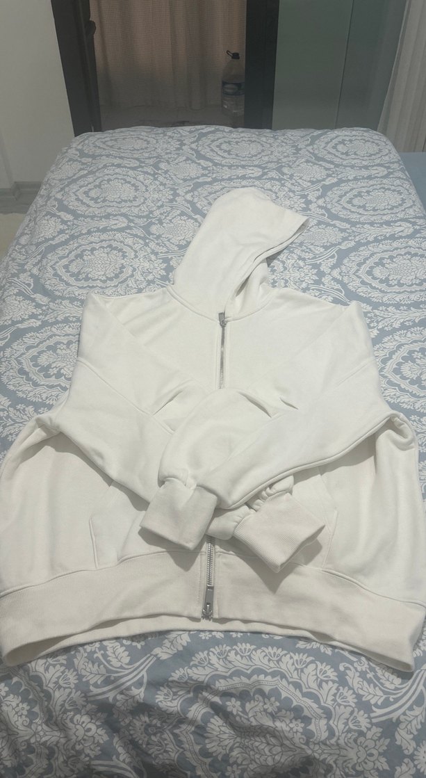 Kadın Beyaz Kapüşonlu Sweatshirt - Görsel 2