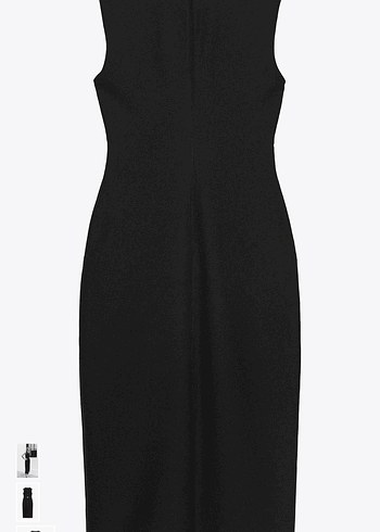 Düğmeli Siyah Uzun Kalem Elbise - Görsel 3