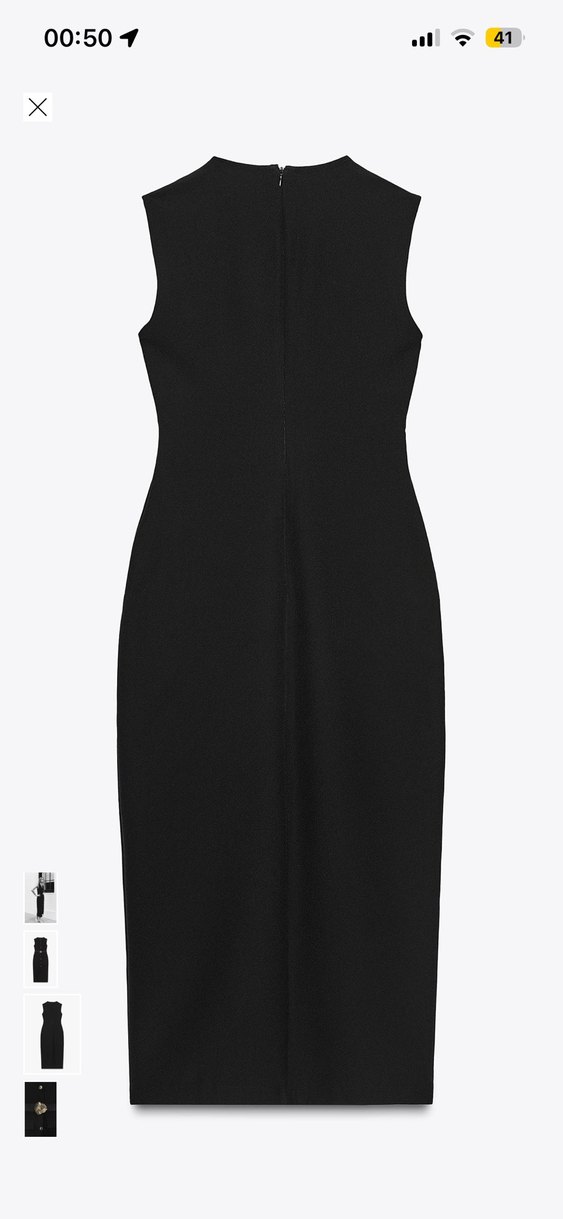 Düğmeli Siyah Uzun Kalem Elbise - Görsel 3