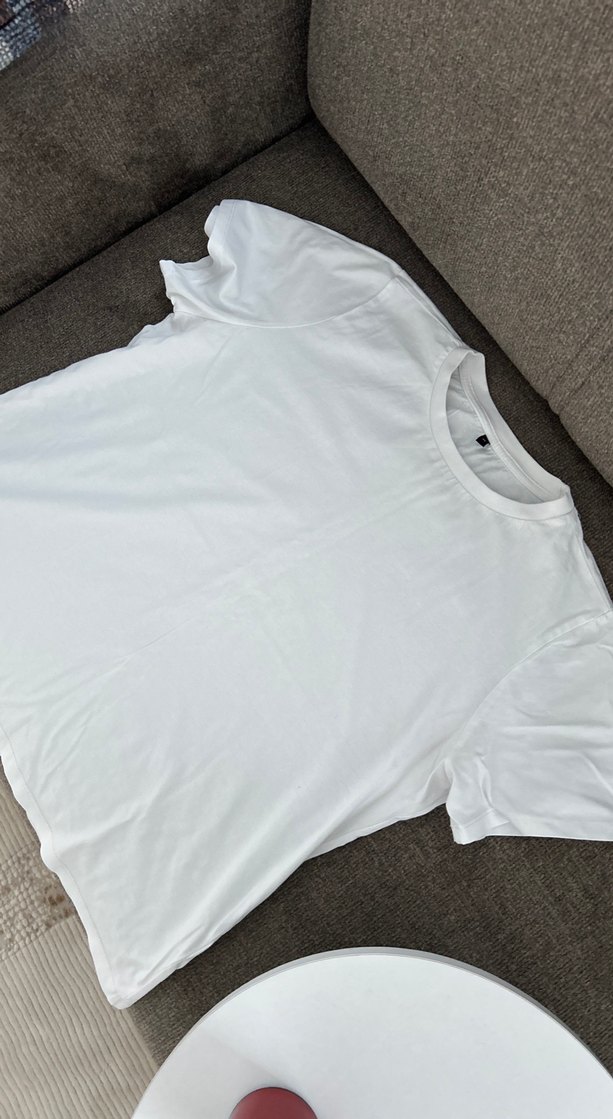 Kadın Beyaz Kısa Kollu Pamuklu Tişört - Görsel 2