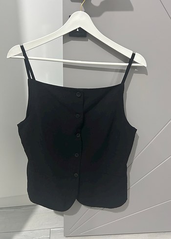 Düğmeli Siyah V Yakalı Kadın Yelek - Görsel 5