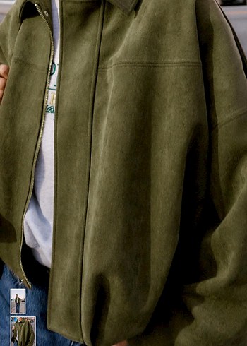 Kadın Haki Süet Midi Ceket - Görsel 2