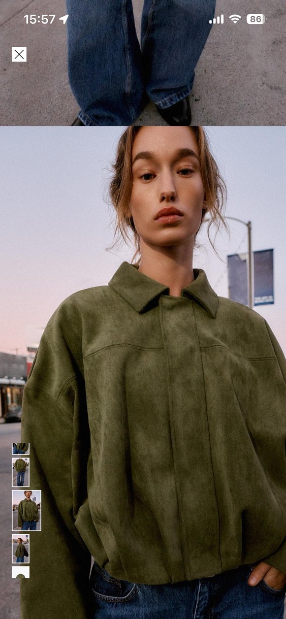 Kadın Haki Süet Midi Ceket - Görsel 3