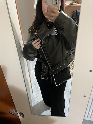 Zara Zara kısa suni deri biker ceket