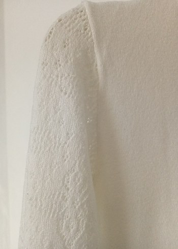 S Beden Ekru boğazlı triko buluz - Görsel 4