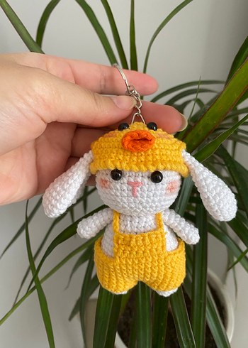 Beden Sarı Örme Amigurumi Tavşan Anahtarlık