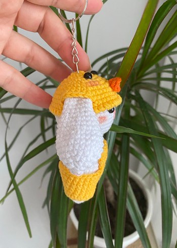 Beden Renk Sarı Örme Amigurumi Tavşan Anahtarlık