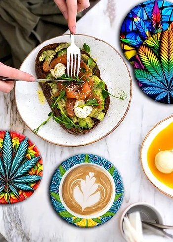 Renkli 6'lı Yaprak Desenli Bardak Altlıkları - Görsel 2