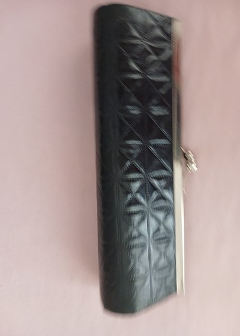 Diğer Diger Siyah Yılan Desenli Deri Kadın Clutch Çanta