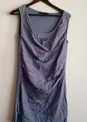 Gri Kolsuz Hamile Midi Tunik