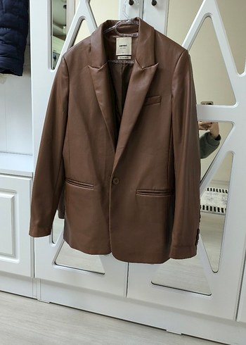Kahverengi Kadın Deri Midi Ceket - Görsel 3