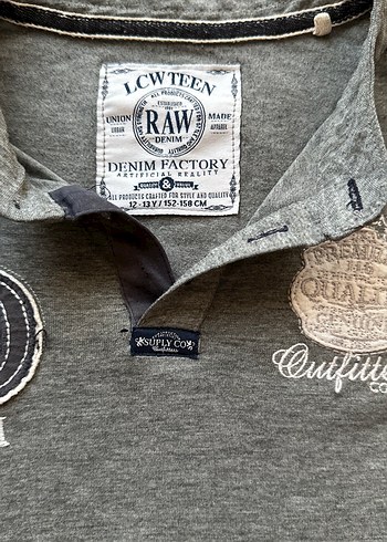 Gri Düğmeli Kısa Kollu Pamuklu Polo Tişört - Görsel 2